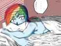 1777660__suggestive_artist-colon-sozglitch_rainbow+dash_equestria+girls_awesome_bed_blushing_casual+nudity_female_implied+nudity_looking+at+you_nudity_