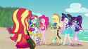 1865495__safe_screencap_applejack_fluttershy_pinkie+pie_rainbow+dash_rarity_sci-dash-twi_spike_spike+the+regular+dog_sunset+shimmer_twilight+sparkle_dog_equestr