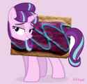 988837__safe_artist-colon-ananonymousduck_starlight+glimmer_pony_unicorn_food_grin_nyan+cat_poptart_pun_smiling_solo_wat