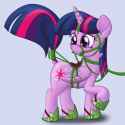 1483347__suggestive_artist-colon-cybersquirrel_twilight+sparkle_alicorn_pony_g4_backwards+cutie+mark_bit+gag_blushing_bondage_bound+wings_bridle_clothes_collar_ (1)