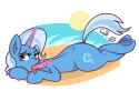 3382883__safe_artist-colon-erynerikard_trixie_pony_unicorn_g4_2021_beach_commission_crossed+legs_female_food_glowing_glowing+horn_heart_heart+eyes_horn_lying+do