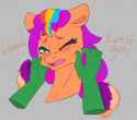 3444729__safe_artist-colon-2hrnap_sunny+starscout_oc_oc-colon-anon_earth+pony_human_pony_g5_cheek+pinch_collarbone_cute_disembodied+hand_duo_female_gray+backgro