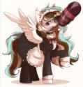 3197514__safe_artist-colon-pledus_oc_oc+only_oc-colon-luka+mint_pegasus_pony_blushing_bow_choker_chromatic+aberration_clothes_dress_duster_looking+at+you_maid_m