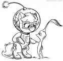 1791682__safe_artist-colon-kaemantis_silver+spoon_black+and+white_captain+olimar_clothes_cosplay_costume_earth+pony_female_filly_grayscale_lineart_mono