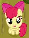 apple bloom looking up cutely