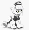 2715612__safe_artist-colon-pabbley_limestone+pie_earth+pony_pony_g4_annoyed_bell_bell+collar_black+and+white_choker_clothes_collar_colored+hooves_cute_dress_eye