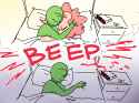 891340__safe_artist-colon-nobody_pinkie+pie_oc_oc-colon-anon_human_series-colon-anon27s+alarm+clock_g4_-colon-c_alarm+clock_bed_depressed_depression_dream_duo_
