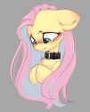 2877506__safe_artist-colon-melodylibris_fluttershy_pegasus_pony_blushing_bust_chest+fluff_collar_cute_embarrassed_female_floppy+ears_flower_gray+background_hear