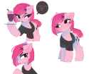 3569411__safe_artist-colon-magnaluna_pinkie+pie_earth+pony_pony_g4_alternate+cutie+mark_black+eyeshadow_cheek+fluff_clothes_cup_drink_ear+fluff_eye+clipping+thr