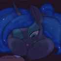935354__safe_artist-colon-goat+train_princess+luna_oc_oc-colon-anon_cuddling_dialogue_giant+pony_human_macro_pony_size+difference_snuggling