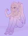 3587919__safe_artist-colon-rileyav_aria+blaze_sonata+dusk_human_equestria+girls_g4_barefoot_feet_female_keychain_looking+at+something_monochrome_purple+backgrou