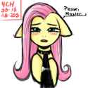 2546236__suggestive_artist-colon-vaiola_fluttershy_pony_advertisement_auction_auction+open_bdsm_blushing_bust_collar_commission_embarrassed_eyebrows_fetish_flop