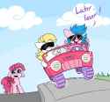 352447__safe_artist-colon-spittfireart_firefly_pinkie+pie_surprise_g1_abuse_animated_female_jeep_jerk_pinkiebuse_power+wheels_sunglasses