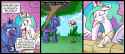 60213__safe_artist-colon-madmax_april+fools_bow_clothes_comic_derpibooru+import_dress_fan_horn+ring_princess+celestia_princess+luna_pun_s1+luna_tail+bo