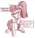 2948816__suggestive_artist-colon-applepost67_twilight+sparkle_pony_unicorn_g4_clothes_dialogue_disembodied+hand_english_gag_hand_horn_horn+ring_magic+suppressio