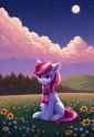 Sad mare under the starry skies