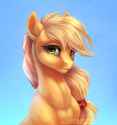 1255029__safe_artist-colon-kerydarling_applejack_applejacked_beautiful_bust_earth+pony_eyelashes_featured+image_female_hatless_lidded+eyes_looking+at+y