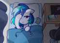 3590803__safe_artist-colon-rlabbiy_dj+pon-dash-3_vinyl+scratch_pony_unicorn_g4_bed_chair_computer_curtains_desk_earbuds_female_hoof+on+face_horn_in+bed_indoors_