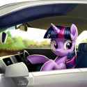 3158512__safe_ai+content_ai+generated_twilight+sparkle_pony_unicorn_car_driving_female_mare_solo