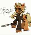 3559191__safe_artist-colon-p0nyplanet_applejack_earth+pony_pony_g4_clothes_crossover_dishevelled_female_jacket_machete_mare_missing+accessory_rick+grimes_simple