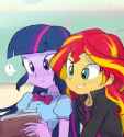 772172__dead+source_safe_artist-colon-baekgup_sunset+shimmer_twilight+sparkle_equestria+girls_g4_book_duo_exclamation+point_female_lesbian_reading_ship-colon-s