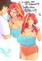 3563236__suggestive_artist-colon-sozglitch_sunset+shimmer_oc_oc-colon-generic+messy+hair+anime+anon_human_g4_bedroom+eyes_big+breasts_breasts_busty+sunset+shimm
