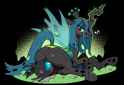 Changeling drone disguises as a throne cushion to hide a chip he accidentally made while cleaning it. His foolish plan results exactly how you expect it would.