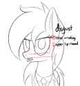 845369__safe_artist-colon-gsuus_derpibooru+import_oc_oc-colon-aryanne_unofficial+characters+only_bust_clothes_disgusted_front+view_grayscale_looking+at