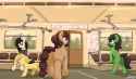 7207664__safe_artist-colon-ricy_noi_oc_oc-colon-filly+anon_oc-colon-floor+bored_oc-colon-paradise+skies_background_blank+flank_female_filly_mare_metro_ponytail_