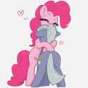 3561639__safe_artist-colon-t72b_limestone+pie_pinkie+pie_earth+pony_pony_g4_annoyed_bipedal_butt_cross-dash-popping+veins_duo_duo+female_emanata_female_hape_hug