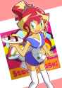 1522058__safe_artist-colon-rvceric_sunset+shimmer_equestria+girls_alternate+hairstyle_apron_clothes_food_open+mouth_smiling_solo_sunset+sushi_sushi_toy