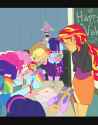 3507597__safe_artist-colon-buryooooo_applejack_fluttershy_pinkie+pie_rainbow+dash_rarity_sci-dash-twi_spike_sunset+shimmer_twilight+sparkle_alicorn_dog_human_eq