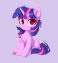 3599397__safe_artist-colon-nnaly_twilight+sparkle_pony_unicorn_g4_female_filly_filly+twilight+sparkle_foal_horn_looking+at+you_purple+background_simple+backgrou