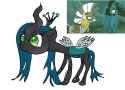 3487379__safe_artist-colon-ybase_derpibooru+import_screencap_queen+chrysalis_zecora_changeling_changeling+queen_pony_unicorn_zebra_g4_alternate+univers