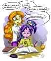 988203__safe_artist-colon-ponut_joe_adagio+dazzle_aria+blaze_human_equestria+girls_g4_42_adoragio_ariabetes_book_bow_chair_clothes_cup_cute_dialogue_discussion