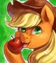 Eating an apple like a horse