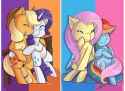 2062007__safe_artist-colon-kingkero_applejack_fluttershy_rainbow+dash_rarity_pony_g4_cute_dashabetes_female_hug_jackabetes_lesbian_raribetes_ship-colon-flutterd