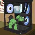 3605196__safe_artist-colon-unitxxvii_oc_oc+only_oc-colon-filly+anon_earth+pony_pony_computer_female_filly_foal_frown_furrowed+brow_glare_looking+at+you_pc+case_