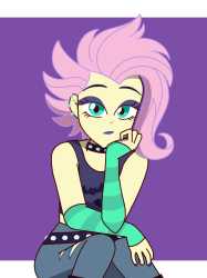 3601187__safe_artist-colon-nene2000310_fluttershy_human_equestria+girls_g4_2d_clothes_collar_eyeshadow_female_fingernails_flutterpunk_lipstick_makeup_nail+polis