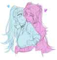 3606374__safe_artist-colon-cadence_sniffa_aria+blaze_sonata+dusk_human_equestria+girls_g4_colored+sketch_duo_female_floating+heart_heart_lesbian_ship-colon-aris