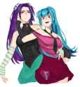 3606380__safe_artist-colon-cadence_sniffa_aria+blaze_sonata+dusk_human_equestria+girls_g4_bare+shoulders_clothes_disguise_disguised+siren_duo_female_fingerless+