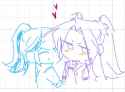 3606305__safe_artist-colon-cadence_sniffa_aria+blaze_sonata+dusk_human_equestria+girls_g4_abstract+background_blushing_colored+sketch_duo_female_floating+heart_