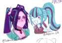 3606237__safe_artist-colon-cadence_sniffa_aria+blaze_sonata+dusk_human_equestria+girls_g4_bust_choker_duo_female_one+eye+closed_peace+sign_wink