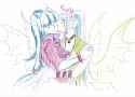 3606319__safe_artist-colon-cadence_sniffa_aria+blaze_sonata+dusk_human_equestria+girls_g4_abstract+background_blushing_cheek+kiss_clothes_dress_duo_female_float