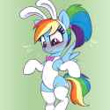 3501336__safe_artist-colon-t72b_derpibooru+import_rainbow+dash_pegasus_pony_g4_belly_belly+button_bipedal_blush+lines_blushing_bowtie_bunny+ears_bunny+