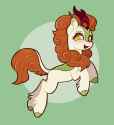 3568592__safe_artist-colon-eadekki_autumn+blaze_kirin_g4_-colon-d_blush+lines_circle_circle+background_cloven+hooves_concave+belly_female_full+body_green+backgr