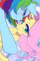 1698888__safe_artist-colon-shion69_fluttershy_rainbow+dash_pegasus_pony_g4_blushing_duo_female_lesbian_looking+at+you_mare_ship-colon-flutterdash_shipping