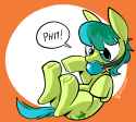 2284423__safe_artist-colon-oddjuice_sandbar_earth+pony_pony_g4_abstract+background_ballgag_gag_gift+art_male_muffled+words_solo_speech+bubble_stallion_underhoof