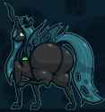 2922547__suggestive_queen+chrysalis_female_solo_simple+background_smiling_looking+at+you_solo+female_butt_plot_looking+back_tail_dock_changeling_make