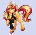 2007265__safe_artist-colon-ambris_sunset+shimmer_pony_unicorn_g4_clothes_equestria+girls+outfit_equestria+girls+ponified_female_grin_high+res_horn_jacket_leathe